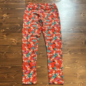 LuLaRoe Kids Leggings with Red and Green Pattern